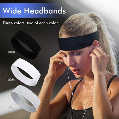 6er Set Elastic Stirnbänder Damen für Yoga Fitness Sport - rutschfest & weich