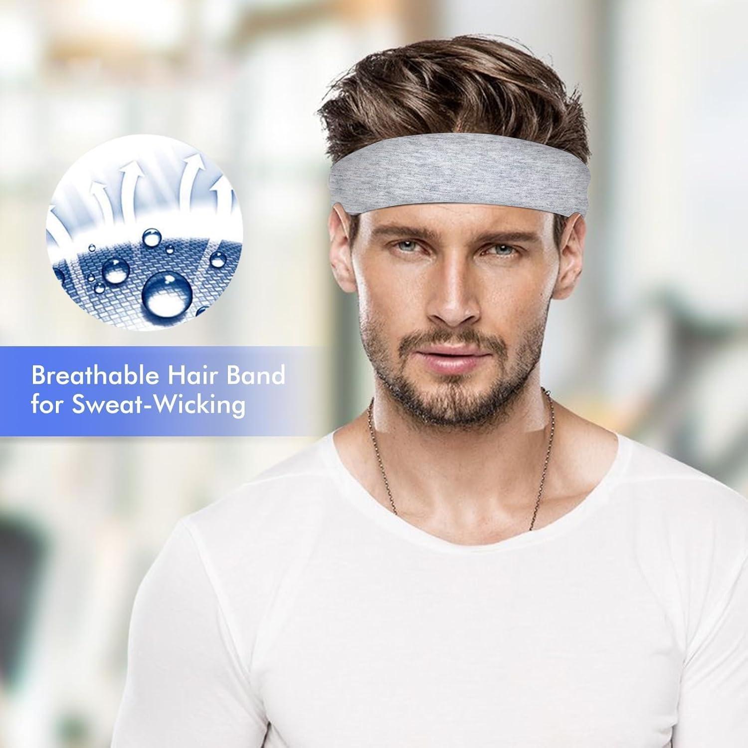 6er Pack Stirnbänder Damen Yoga Fitness - Schwarz Weiß Grau