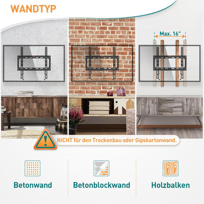 TV Wandhalterung 26-60 Zoll Flach Curved Fernseher 400x400mm 45KG
