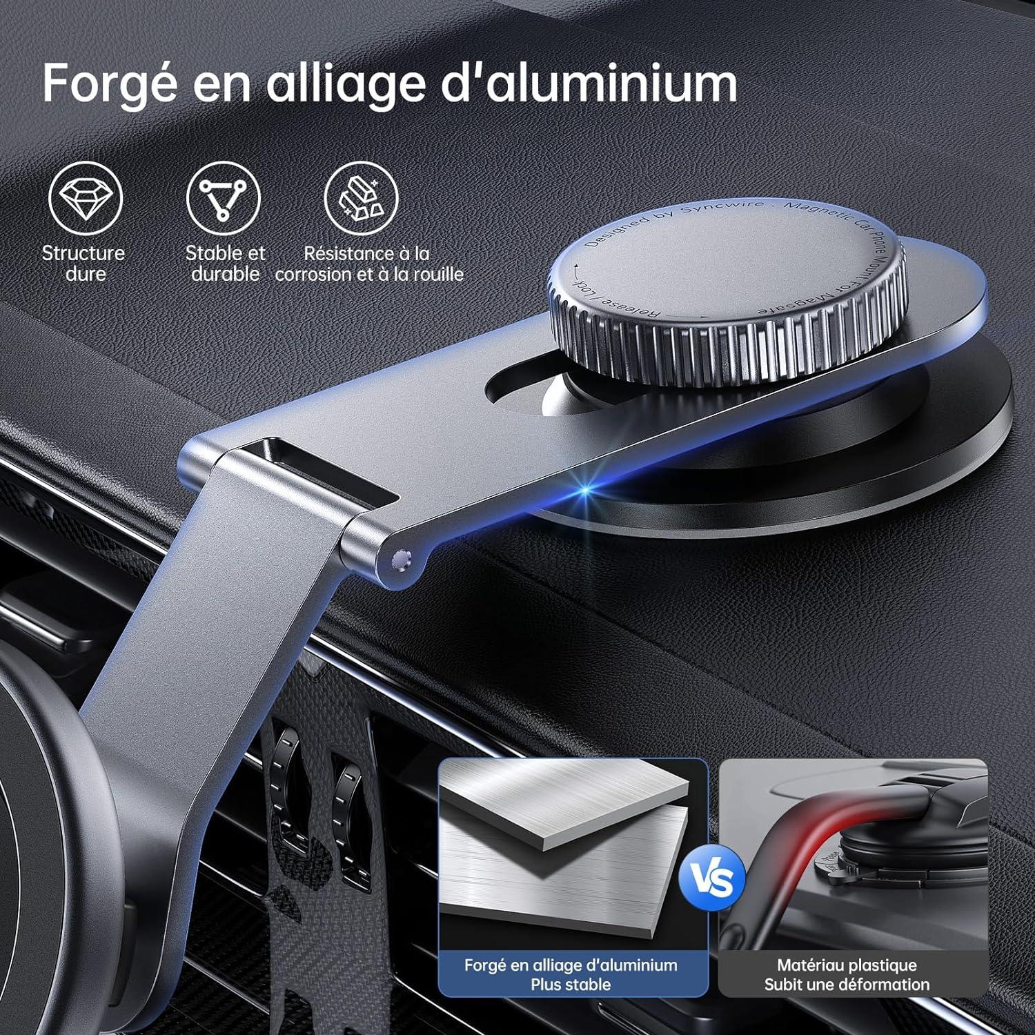 SYNCWIRE Auto MagSafe Handyhalterung 360° Drehbar für iPhone 15 Pro, Samsung, LG - Magnetische Halterung Schwarzgrau
