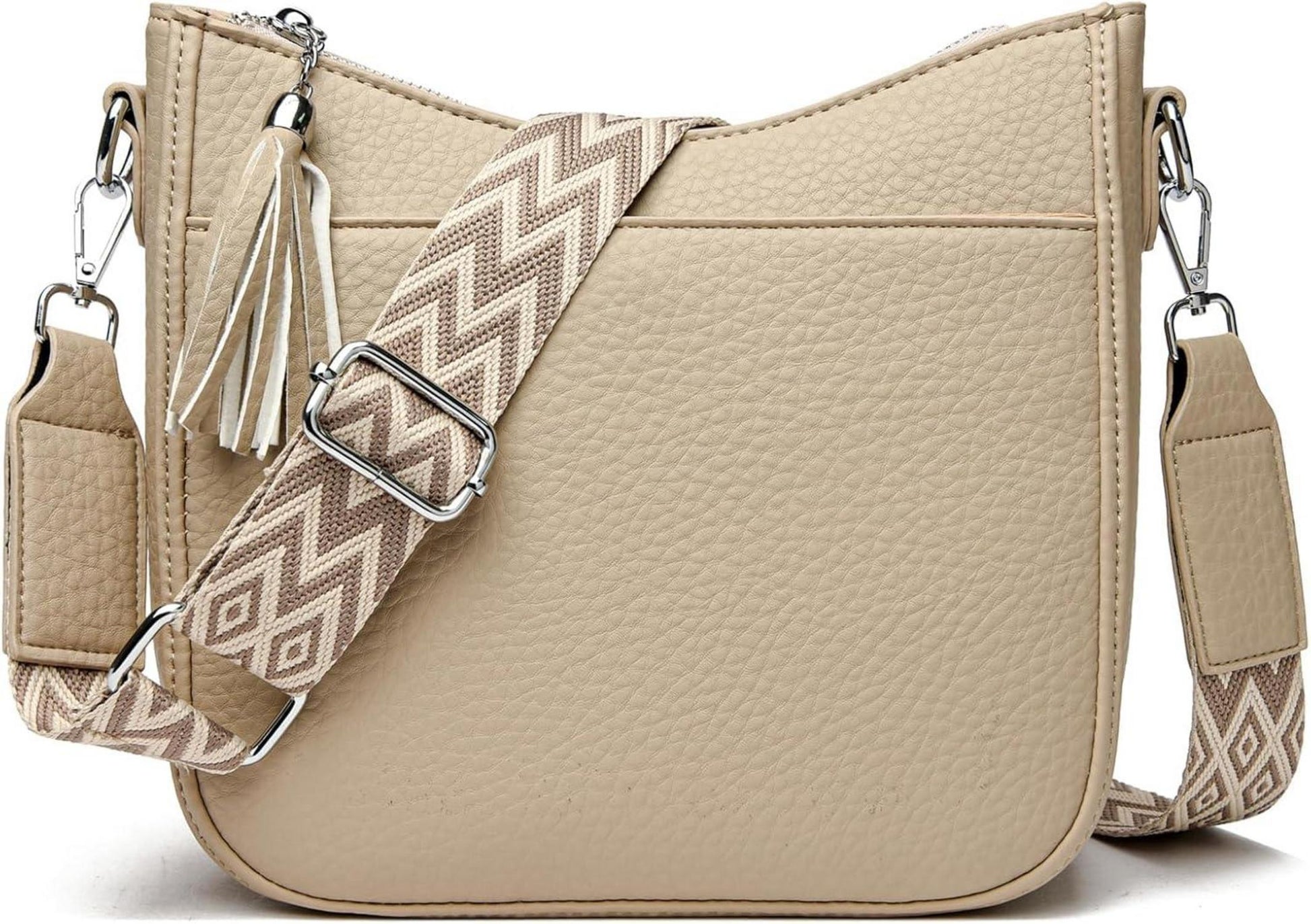 Umhängetasche Damen Klein Leder Crossbody Breiter Gurt Khaki