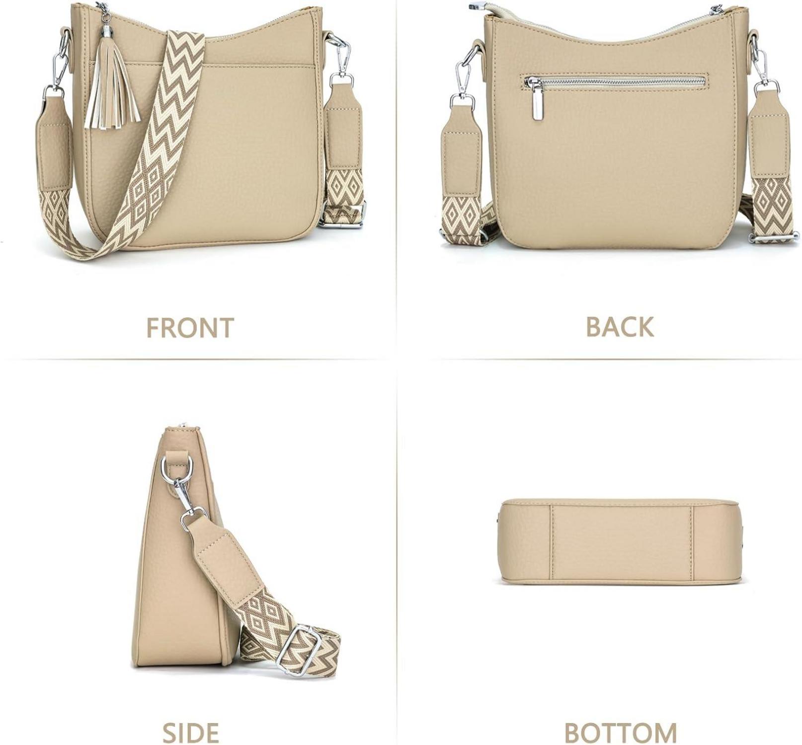 SOGYECS Umhängetasche Damen Leder PU Crossbody Bag Breiter Gurt Khaki