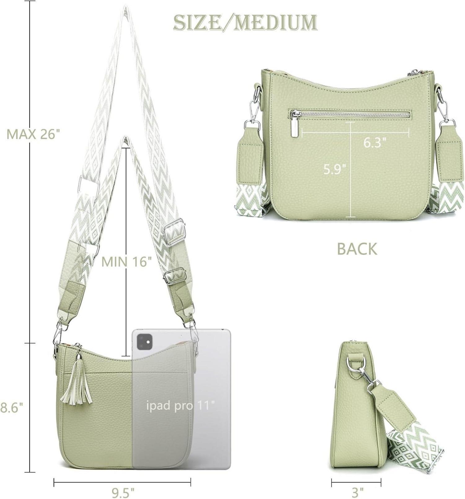 Damen Crossbody Umhängetasche Leder PU Klein Handtasche Messenger Hellgrün