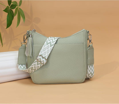 Damen Crossbody Umhängetasche Klein Leder Messenger Bag Hellgrün