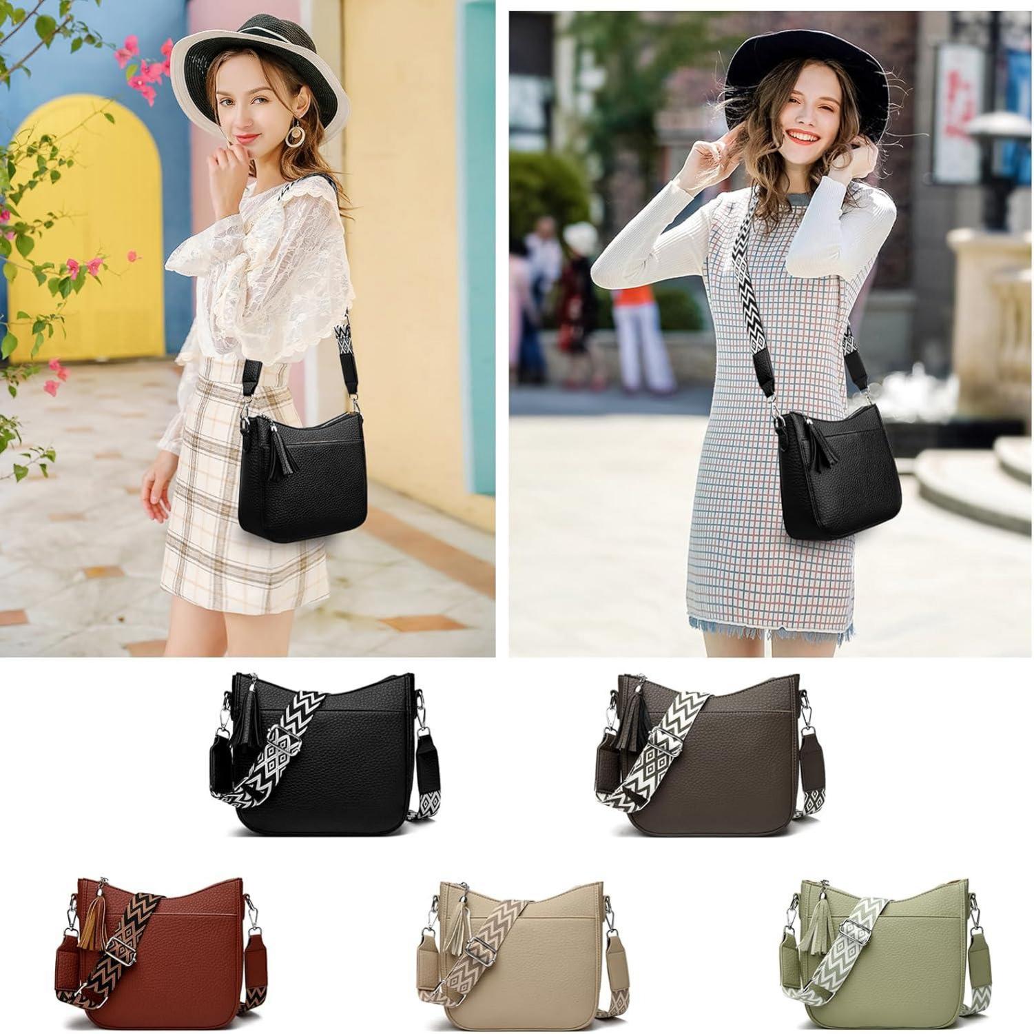 Damen Crossbody Umhängetasche Leder PU Klein Handtasche Messenger Hellgrün