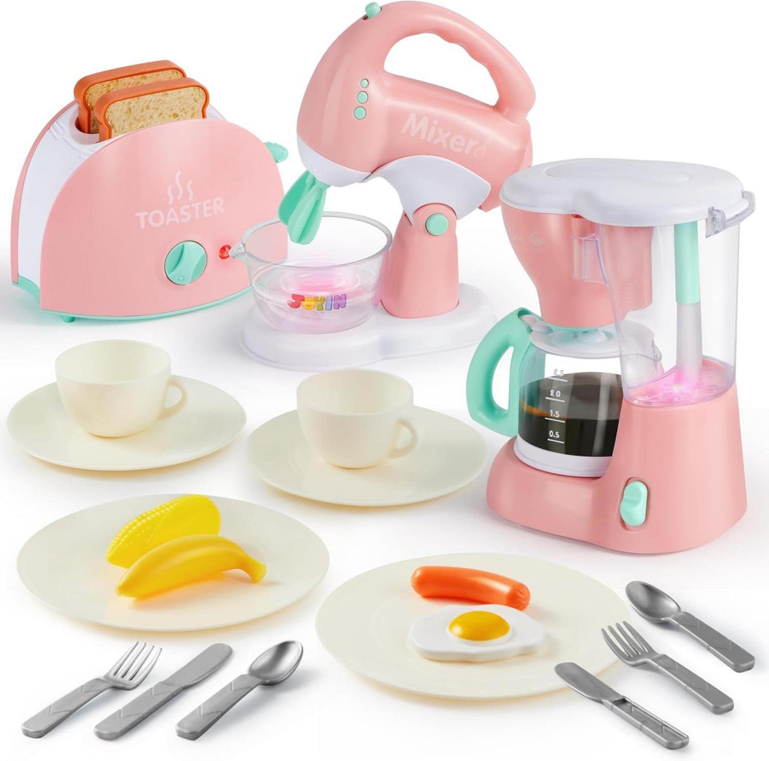 Küchenspielzeug Set mit Kaffeemaschine, Mixer & Toaster, Lichter