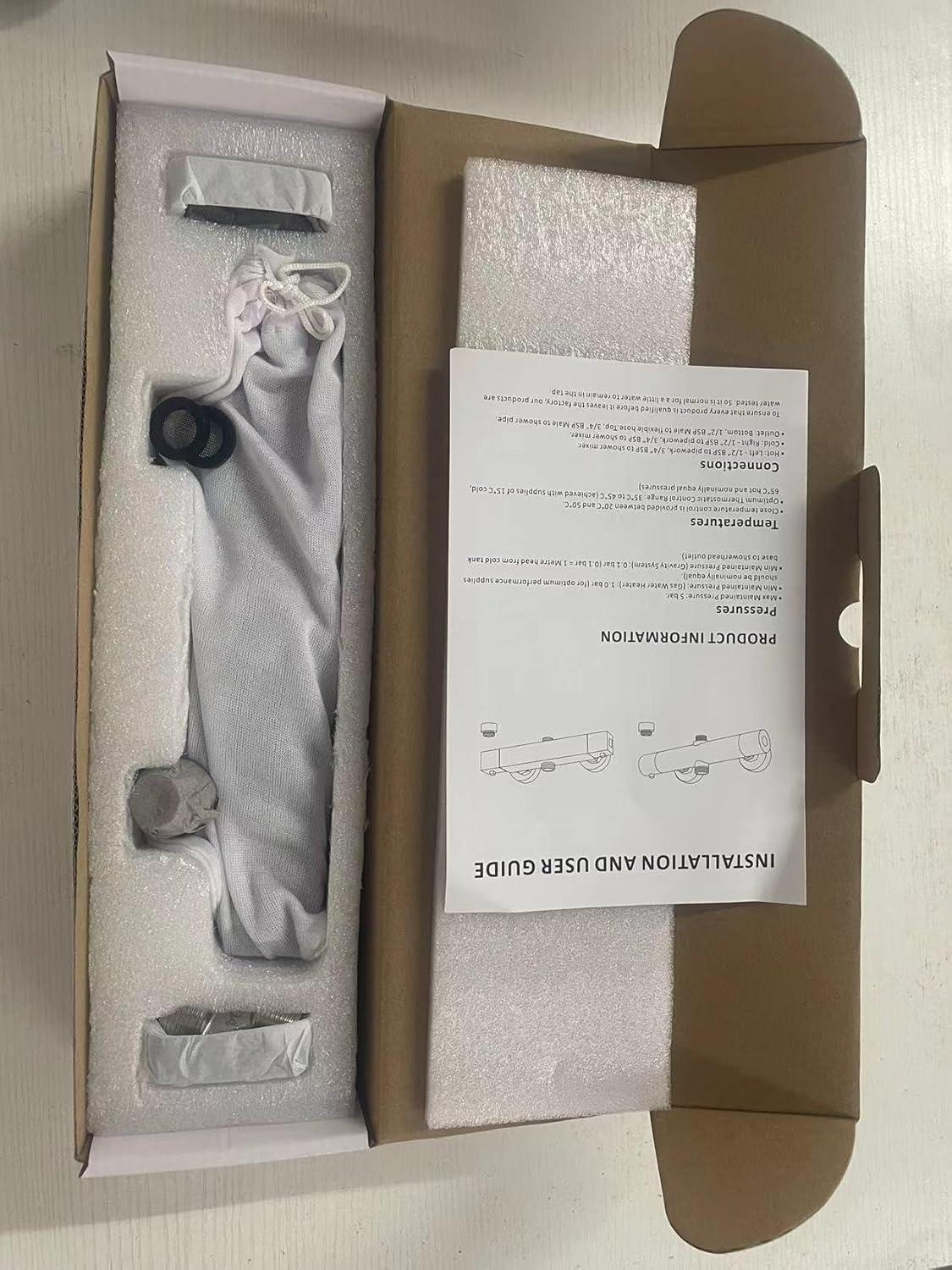 Namuoto Duschthermostat Schwarz mit 38 °C Sicherheitstaste, Mischbatterie für Dusche