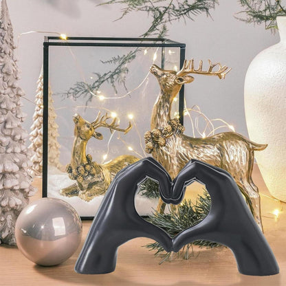 Kityemo Liebesfingerstatue moderne schwarze Gesten Deko Kunst-Skulptur