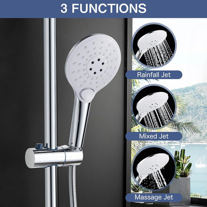 Namuoto Duschset mit Armatur und Regendusche, Chrom, Höhenverstellbar