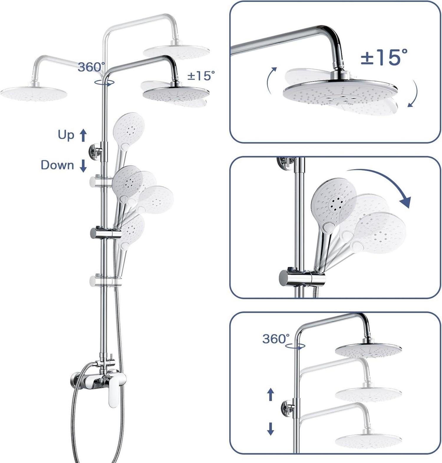 Namuoto Duschset Armatur Mischbatterie Regendusche Chrom