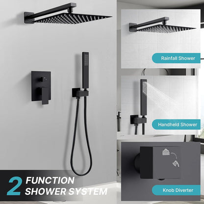 Moderne Schwarz Duschsystem Unterputz Kopfbrause Handbrause