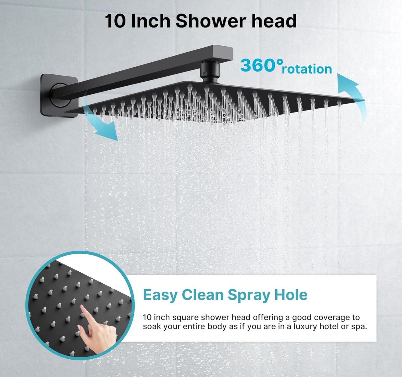 Schwarzes Unterputz Duschsystem mit Regendusche & Handbrause