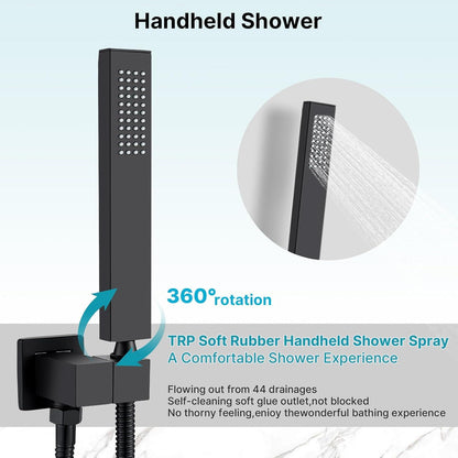 Namuoto Schwarz Duschsystem Unterputz, Regendusche 2 Funktion Handbrause Kopfbrause