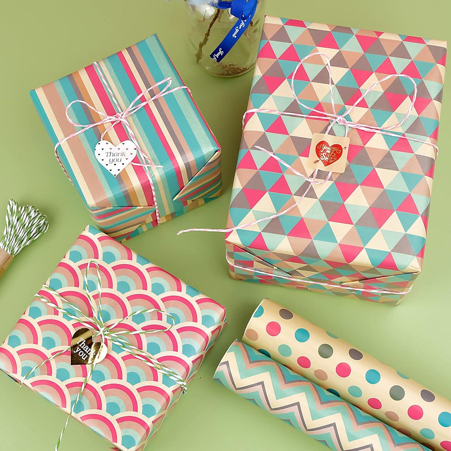6er Geschenkpapier-Set Recycelbares Papier Geburtstag Weihnachten
