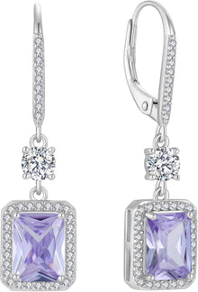 925 Sterling Silber Prinzessschliff Hängend Ohrringe Damen