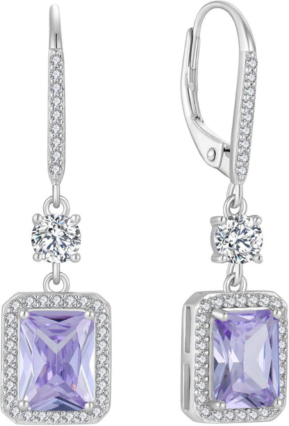 925 Sterling Silber Prinzessschliff Hängend Ohrringe Damen