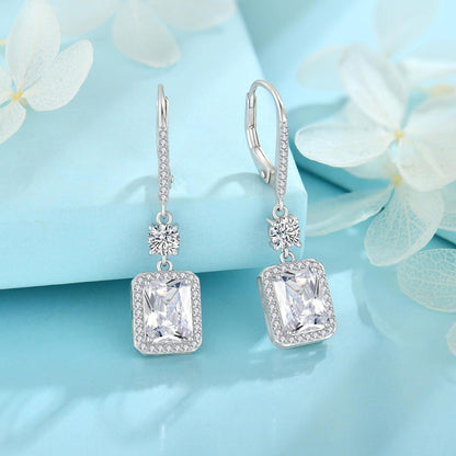 Prinzessschliff Ohrringe Damen 925 Silber Zirkonia Geburtsstein 04 April