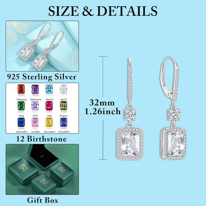 Hängende Prinzessschliff Ohrringe 925 Sterling Silber Zirkonia