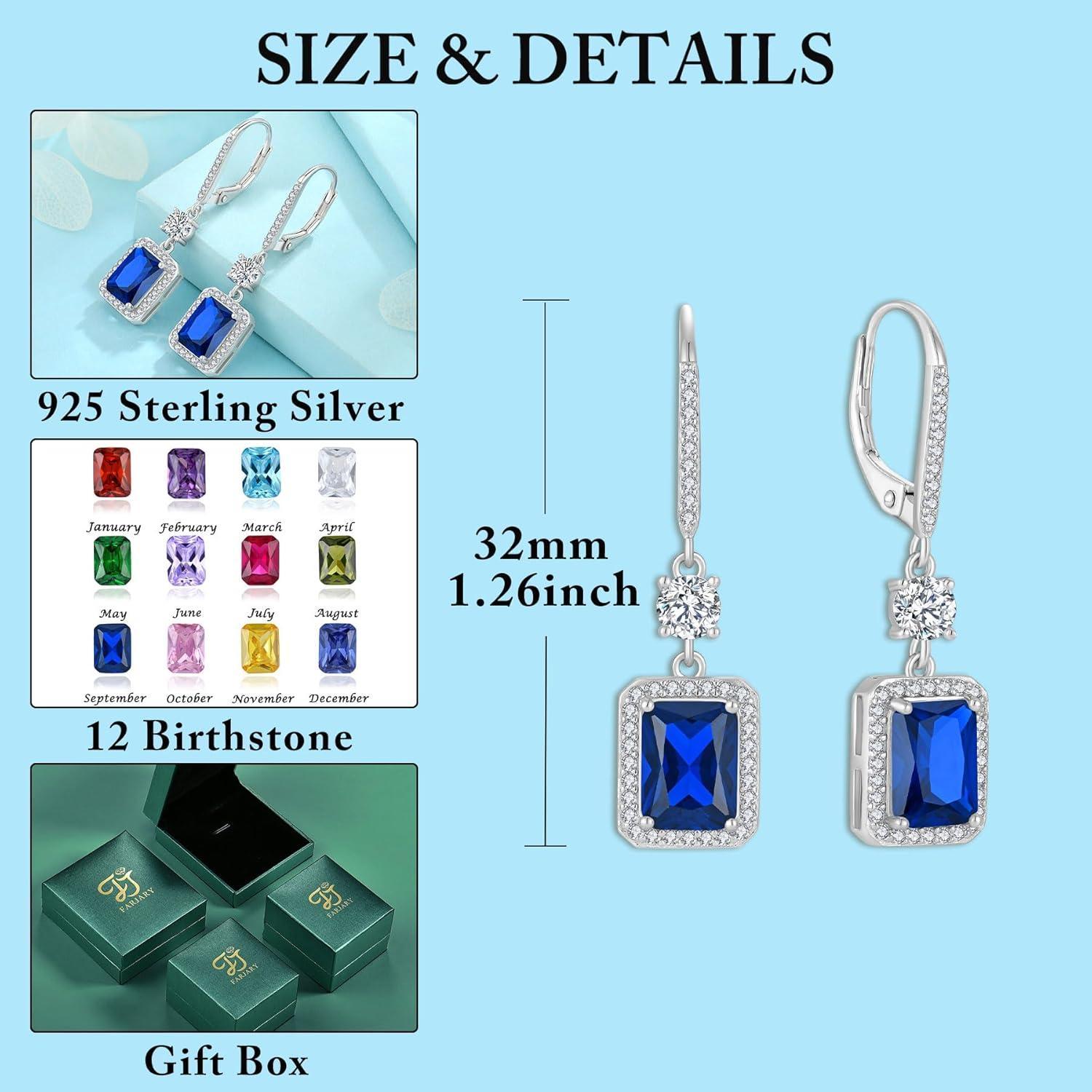 Prinzessschliff Hängend Ohrringe 925 Silber Geburtsstein Halo Schmuck