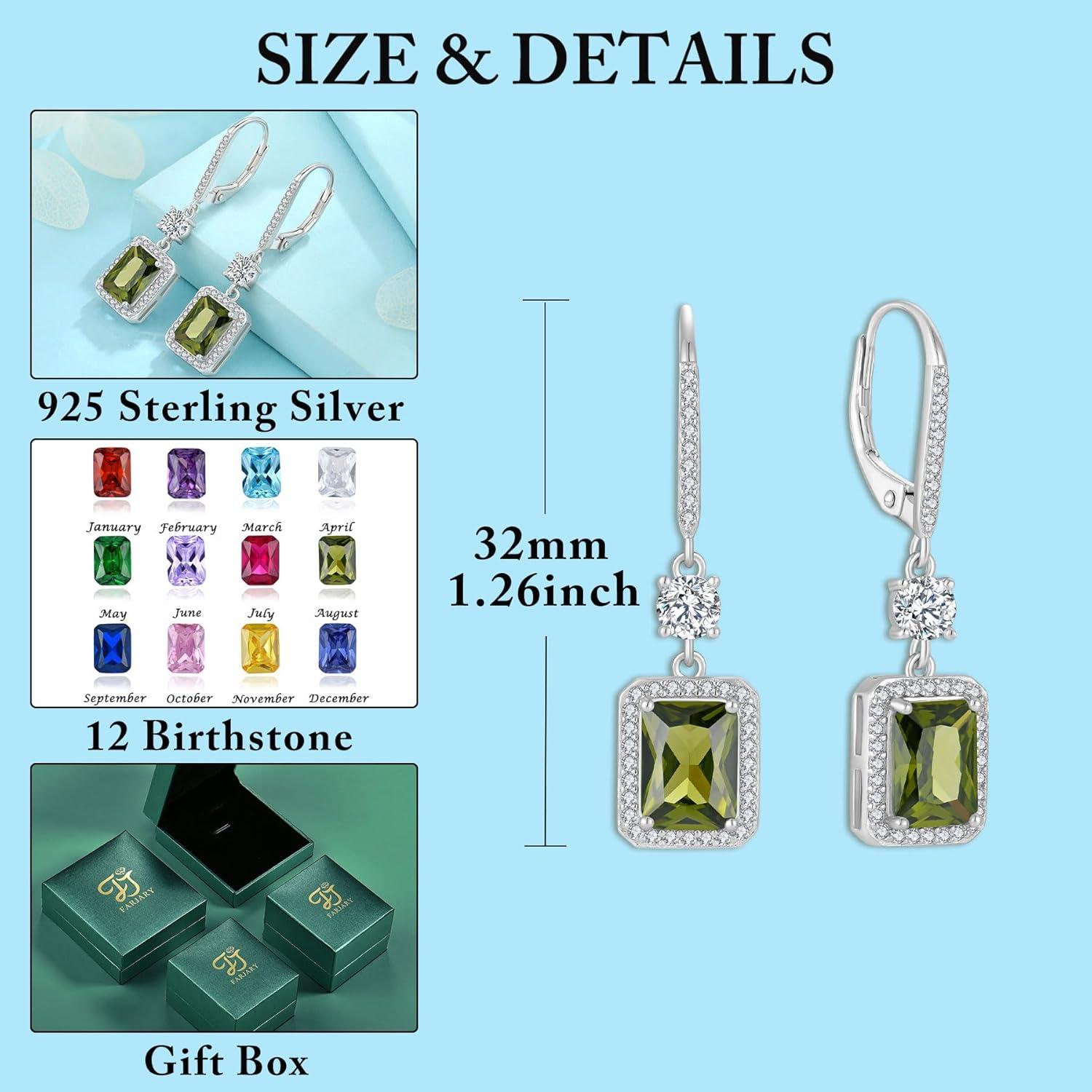 Quadrat Prinzessschliff Hängende Ohrringe 925 Sterling Silber