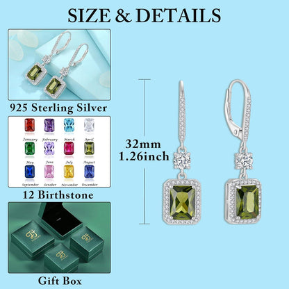 Quadrat Prinzessschliff Hängende Ohrringe 925 Sterling Silber