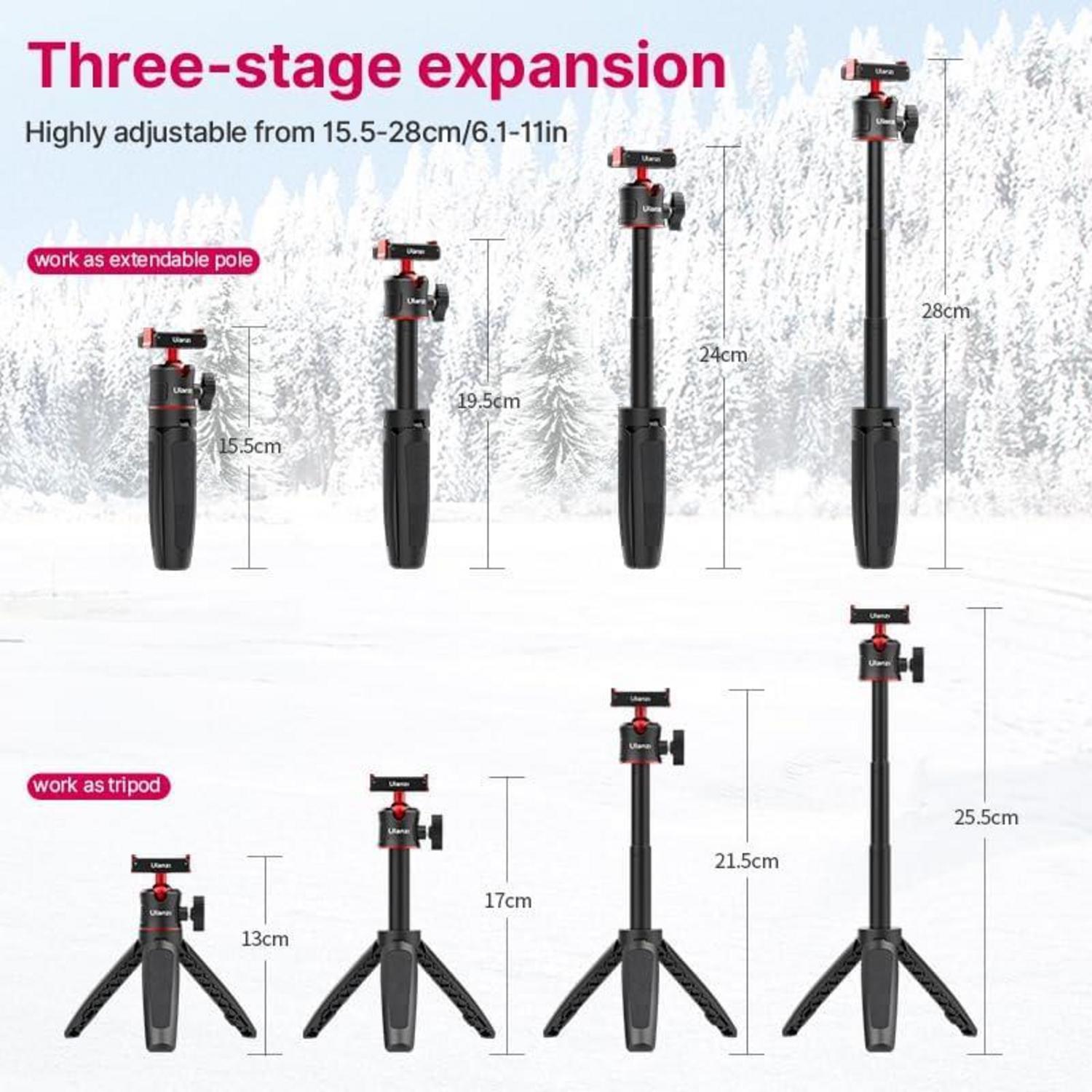 Magnetisches Mini Stativ für DJI Action 4/3 mit magnetischem Kugelgelenk und Schnellverschluss