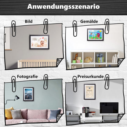 2x Bilderrahmen für Kinder A4 - Schwarz - Einfache Montage - Bruchsicheres