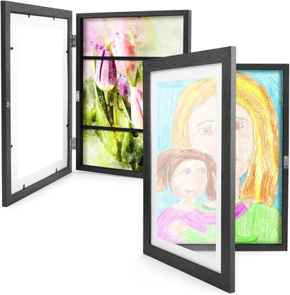 Kromapolis Bilderrahmen Set A4 Bruchsicheres Acrylglas Schwarz Weiß Naturholz