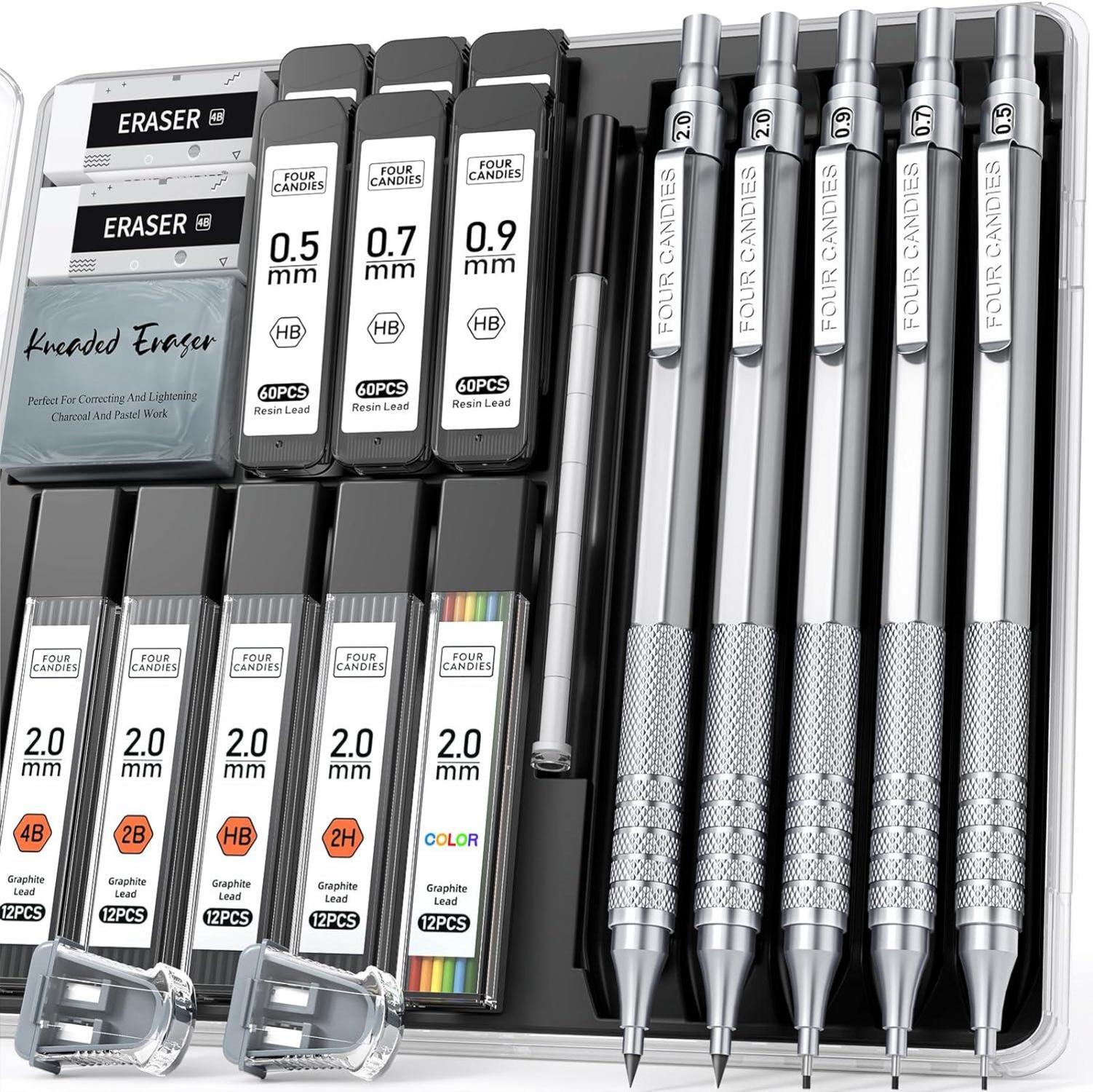 Metall-Druckbleistift-Set mit 420 Minen für Zeichnen & Schreiben