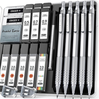 Metall-Druckbleistift-Set mit 420 Minen für Zeichnen & Schreiben
