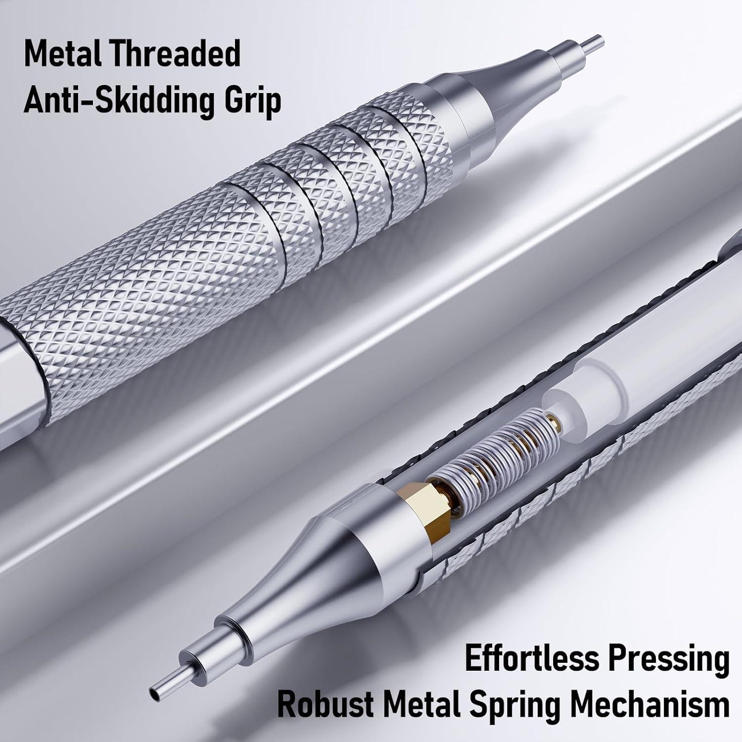 Metall-Druckbleistift-Set, 3 Kunst-Minenbleistifte 0,5/0,7/0,9mm & 2