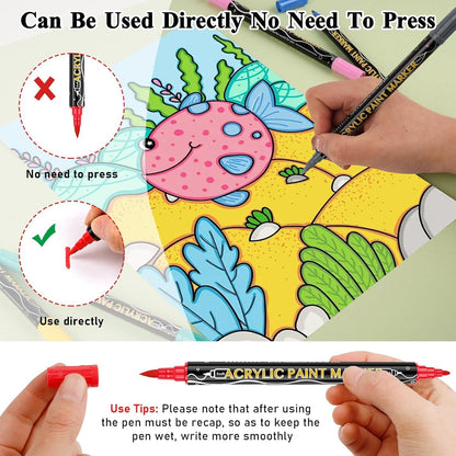 Acrylstifte wasserfest 48 Farben für Steine Bemalen