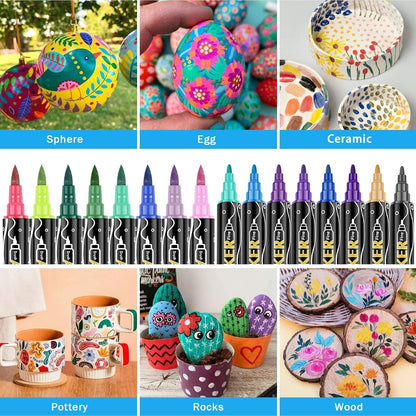 Acrylstifte wasserfest 48 Farben Steine Bemalen Doppelendige Marker