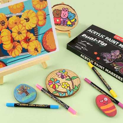 Acrylstifte 48 Farben wasserfest Steinmalerei Kunststoff Glas Holz