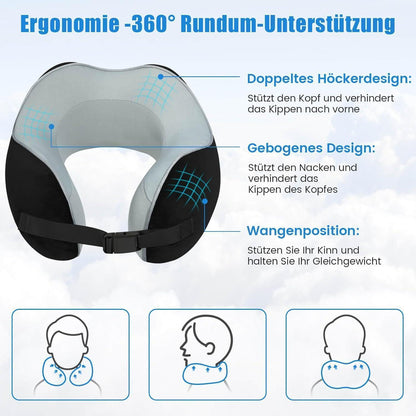Nackenkissen Memory Foam Grau - Reisekissen Auto Waschbar