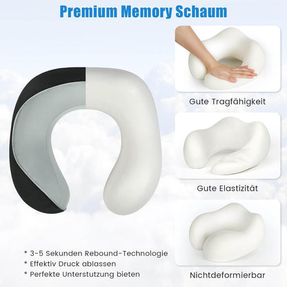 Nackenkissen Memory Foam Grau - Reisekissen Auto Waschbar