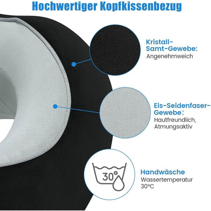 Nackenkissen Memory Foam Grau - Reisekissen Auto Waschbar