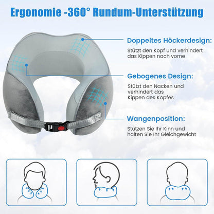 Nackenkissen Memory Foam Grau - Reisekissen Auto Waschbar