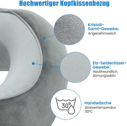 Memory Foam Reisekissen Nackenkissen Auto Flugzeug Grau