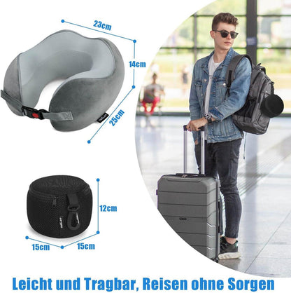 Nackenkissen Reise Memory Foam Nackenhörnchen Auto waschbar Grau