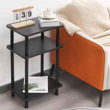 Holz Beistelltisch mit 3 Ebenen 40x30x70cm Schwarz Einfache
