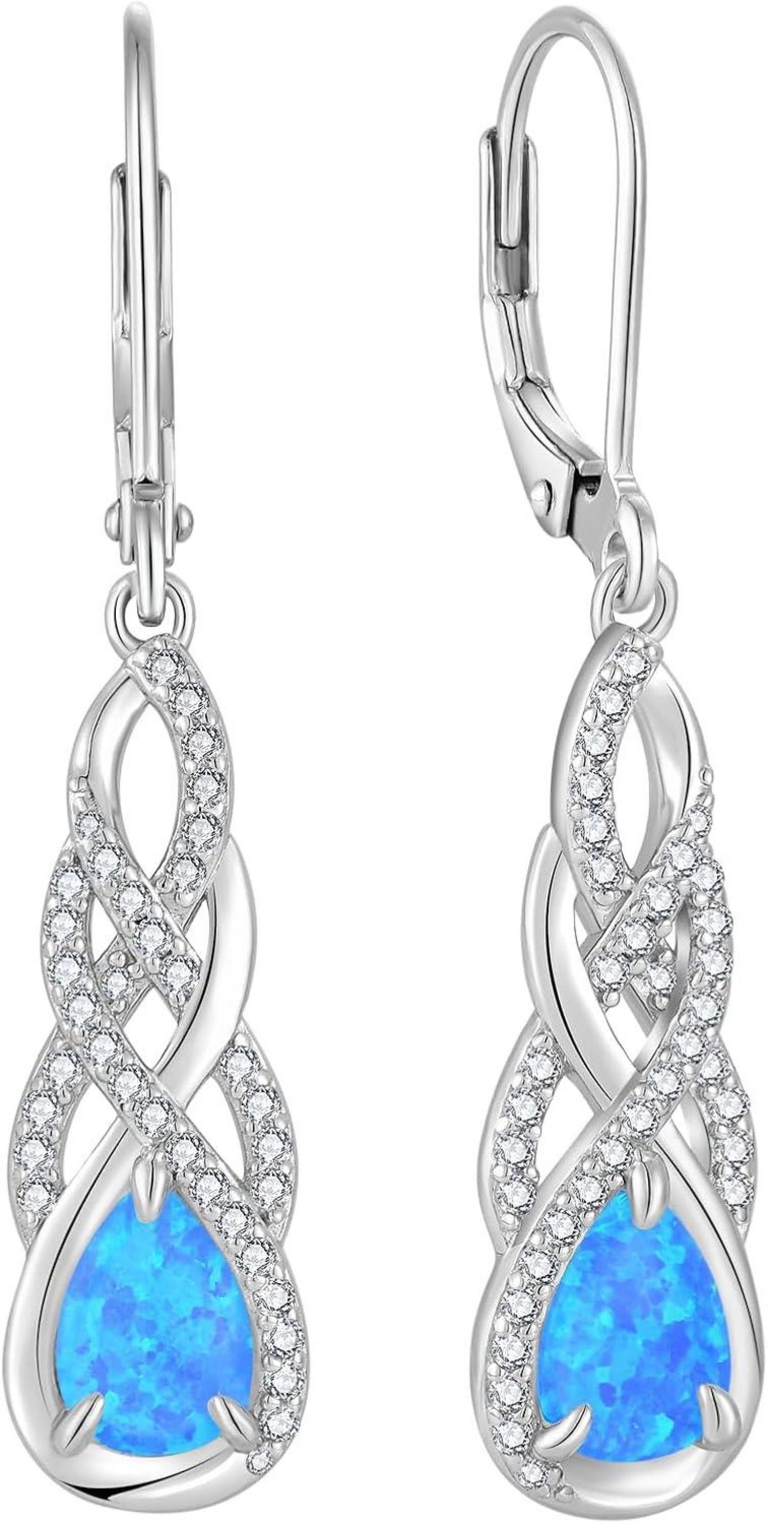 Opal Tropfen Hängend Ohrringe 925 Sterling Silber Schmuck