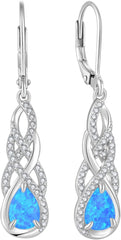 Opal Tropfen Hängend Ohrringe 925 Sterling Silber Schmuck