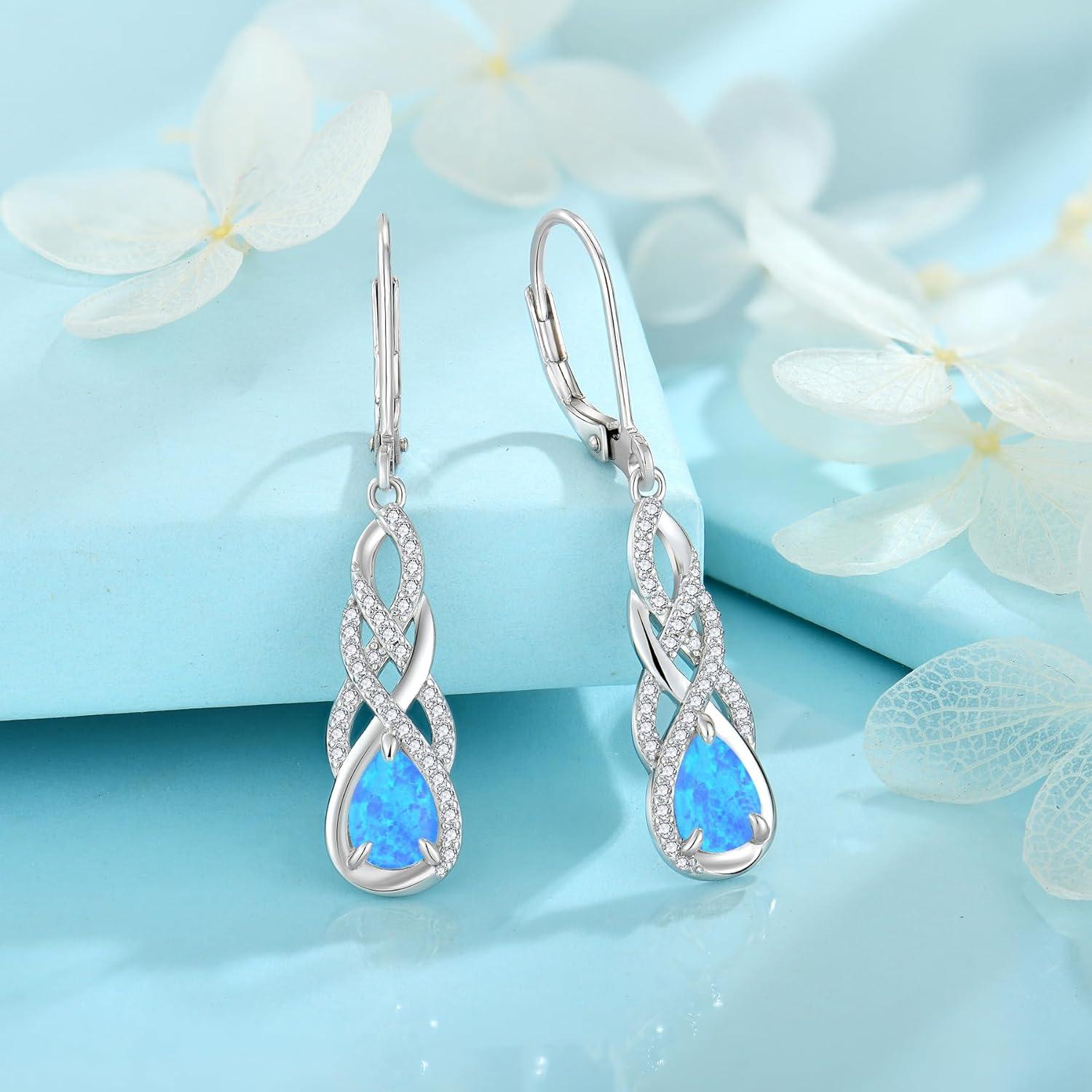 Opal Hängende Ohrringe 925 Sterling Silber Tropfen Schmuck Damen Mama