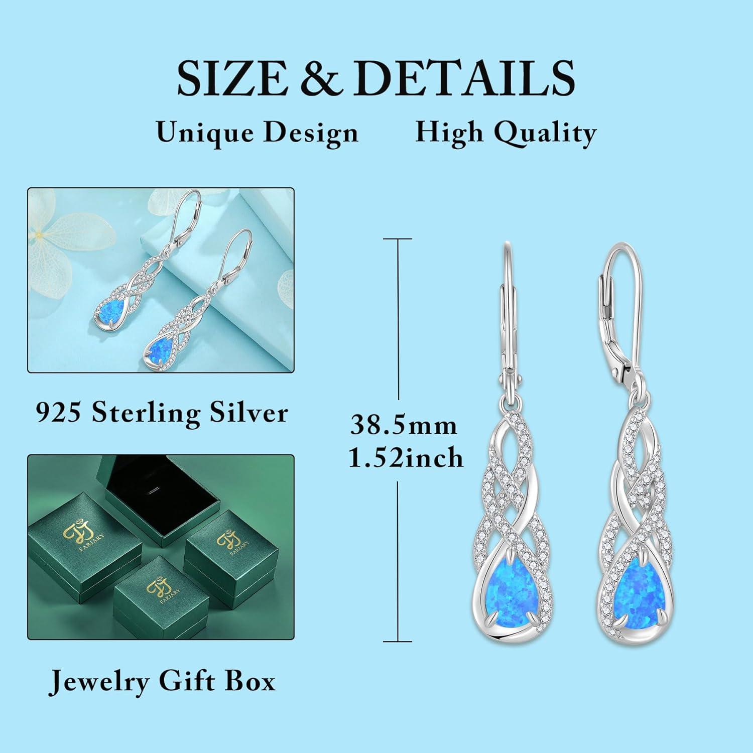 Opal Ohrringe 925 Silber Tropfen Hängend Schmuck Geschenk Frauen