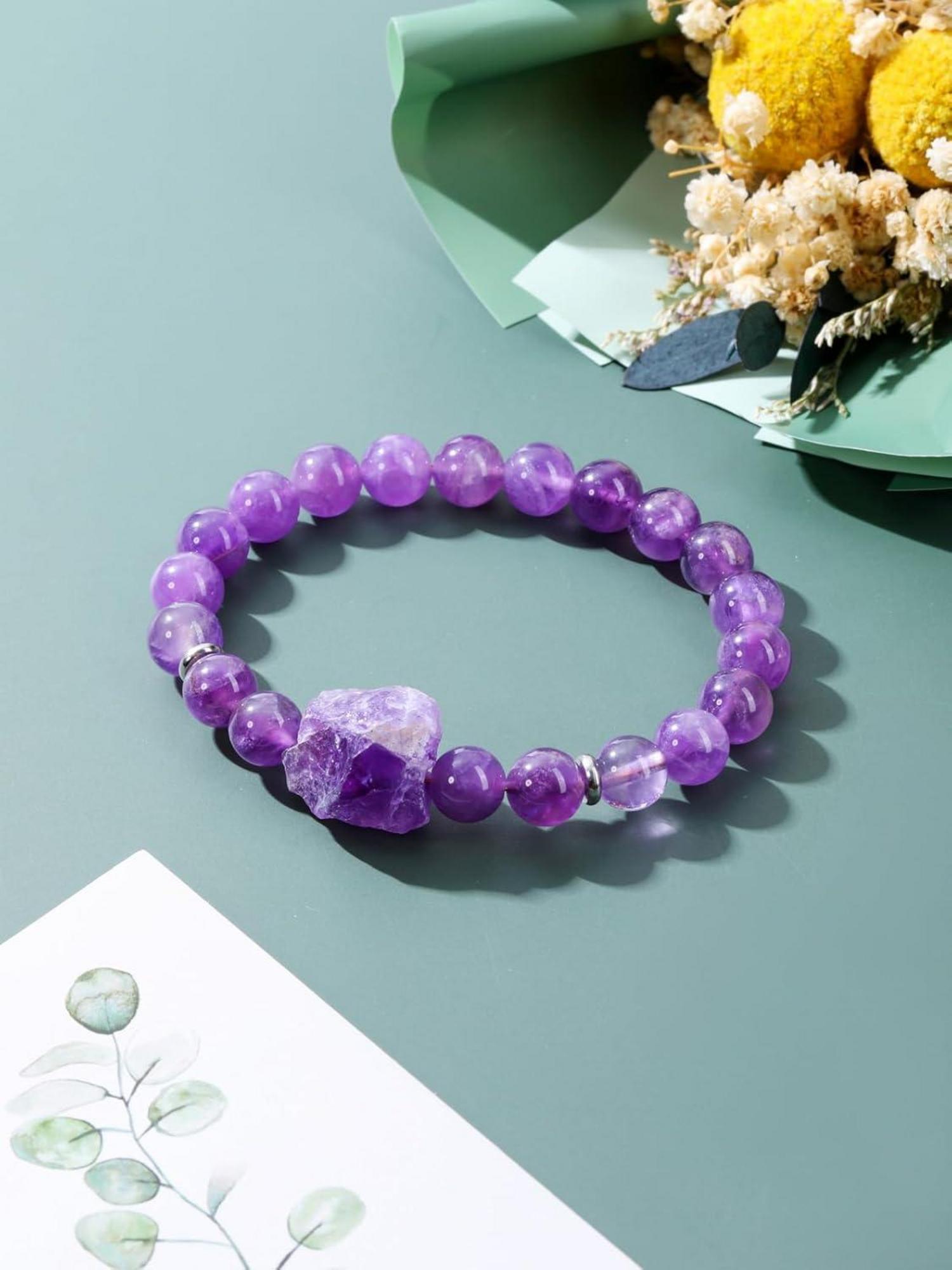 Amethyst Perlen Armband 8mm Naturstein Heilstein