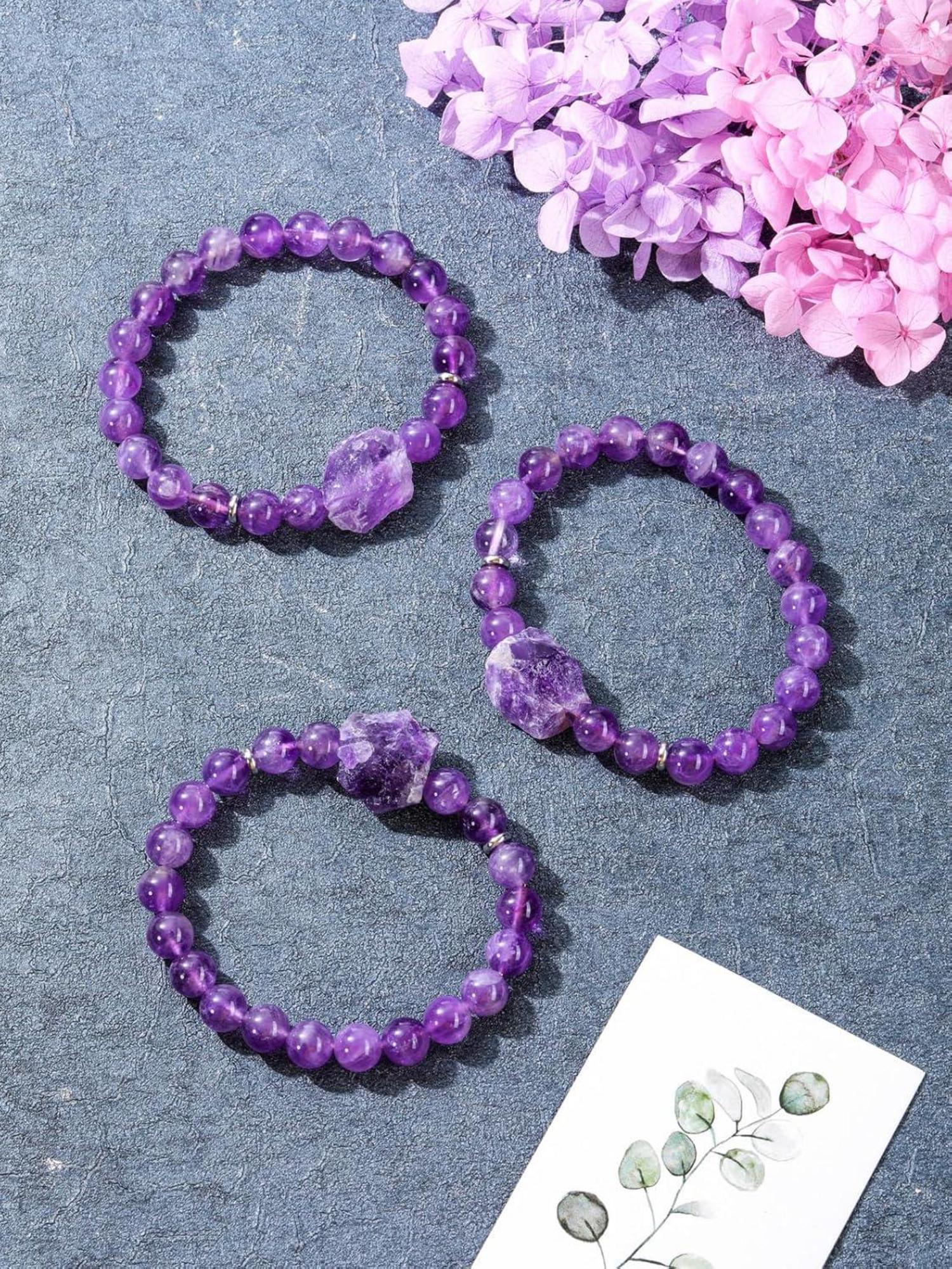 Amethyst Kristall Armband Perlen Heilsteine 8mm Naturstein Healing