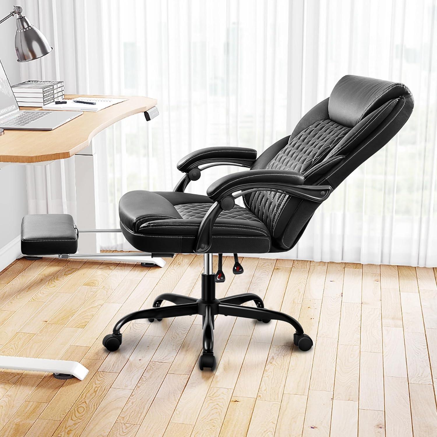 Ergonomischer Bürostuhl mit Fußstütze und Lordosenstütze