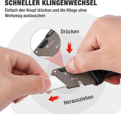 Klappmesser mit Holzgriff & Schiebeschloss, Universalmesser Teppichmesser