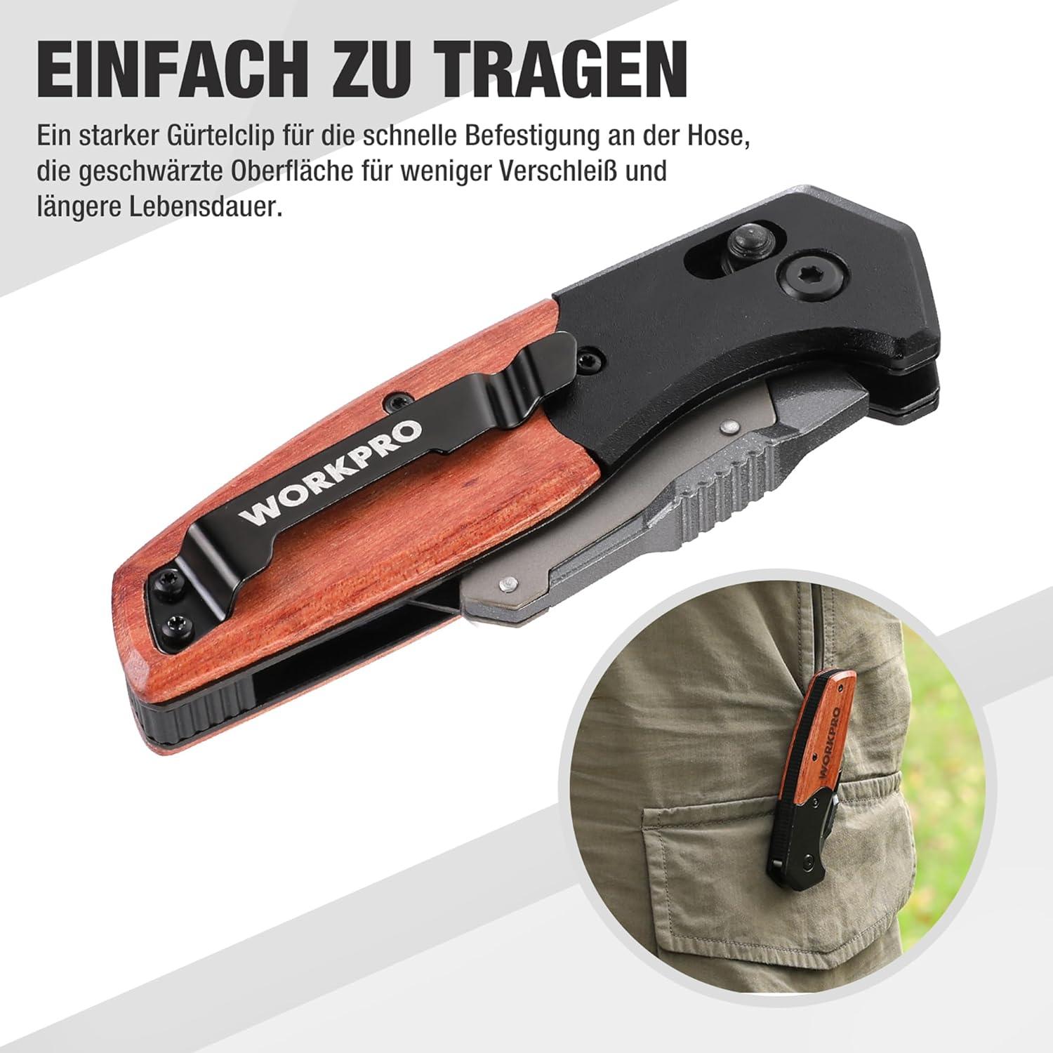 Klappmesser Holzgriff Schiebeschloss Universalmesser Teppichmesser
